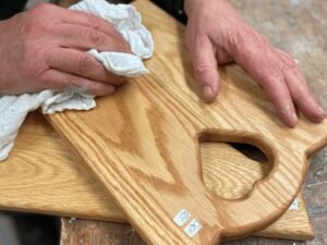 Scottish Hardwood chopping board with heart handle.