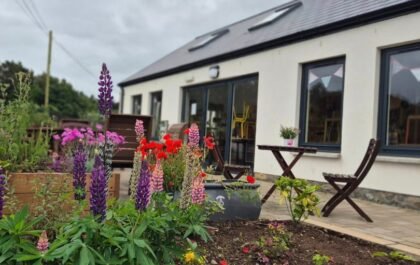 The Barn at Langloch with flowers External